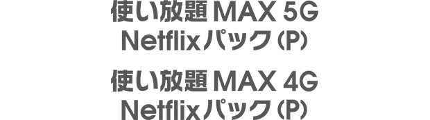 使い放題MAX 5G Netflixパック（P） 使い放題MAX 4G Netflixパック（P）