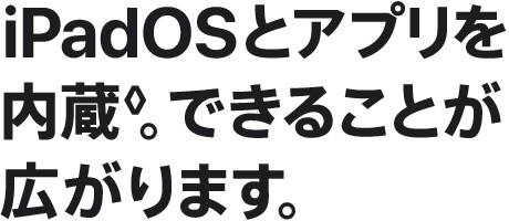 iPadOSとアプリを内蔵◊。できることが広がります。