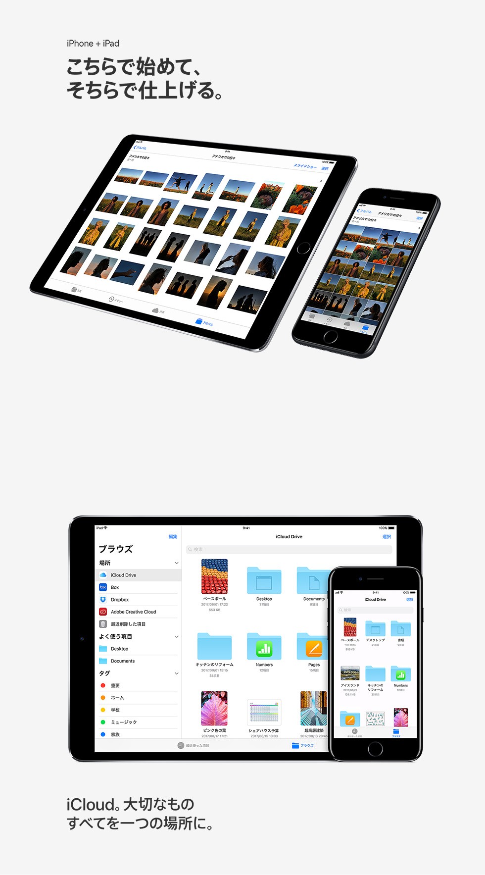 iPhone + iPad こちらで始めて、そちらで仕上げる。