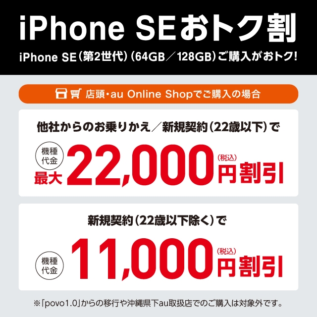 Iphone Seおトク割 終了したキャンペーン 割引特典一覧 Iphone Au