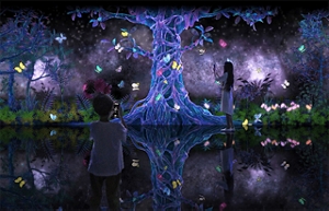 KDDIとチームラボ、スマホで描いたキャラクターが動き出すアートを