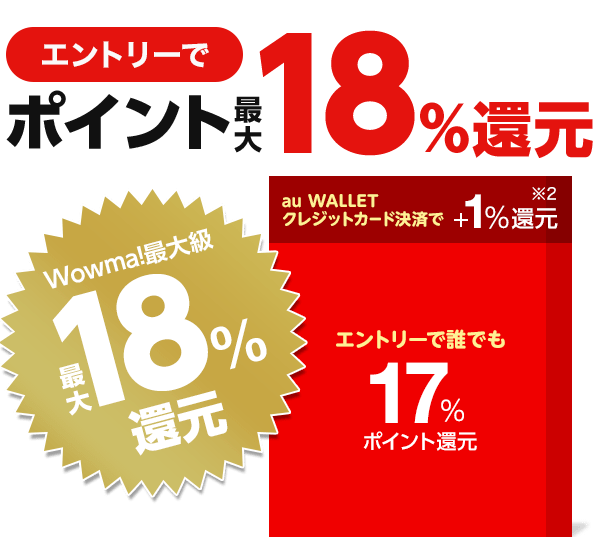 キャンペーンエントリー且つお買い物で、最大18%WALLETポイント還元