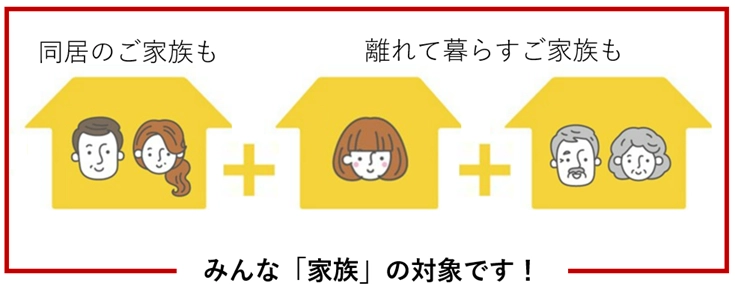 同居のご家族も離れて暮らすご家族もみんな「家族」の対象です！