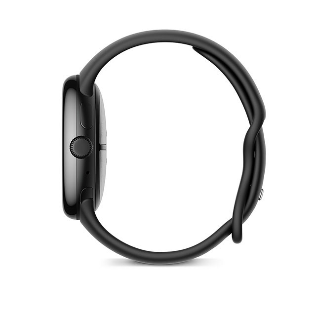 Google Pixel Watch 3（45mm）Matte Black+Obsidian 横（左）向き