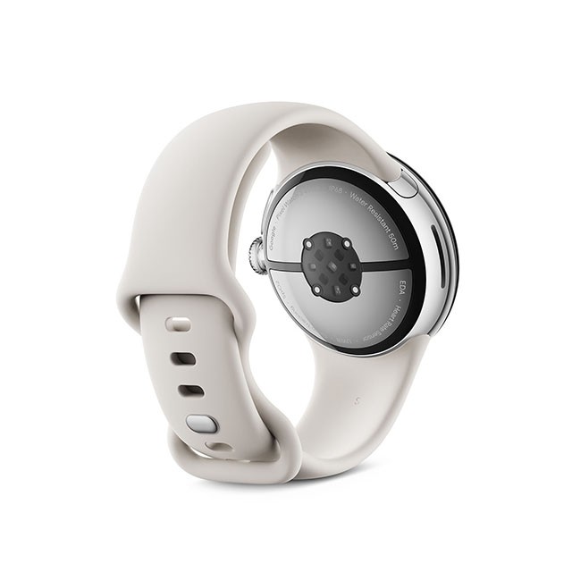 Google Pixel Watch 3（41mm）Polished Silver+Porcelain 後ろ右振り