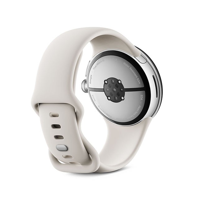 Google Pixel Watch 3（45mm）Polished Silver+Porcelain 後ろ右振り