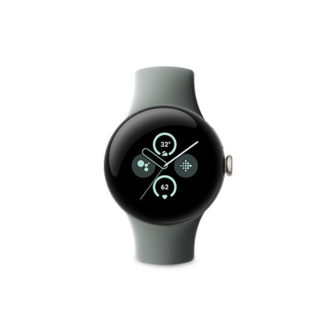 Google Pixel Watch 2 Champagne Gold アルミケース／Hazel アクティブバンド 正面