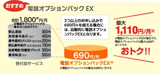 電話オプション Auひかり電話 オプションサービス Auひかり インターネット回線 Au