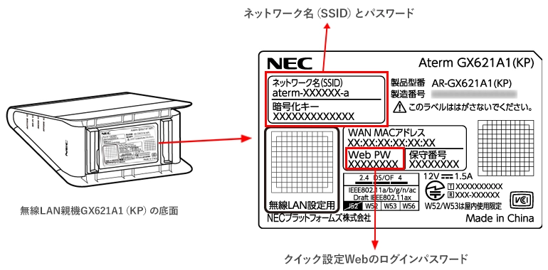 無線LAN機器 GX621A1（KC） | 宅内LAN機器の設定 | au